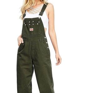 Revolt Women's Juniors Baggy Straight Leg Twill Overalls Large
